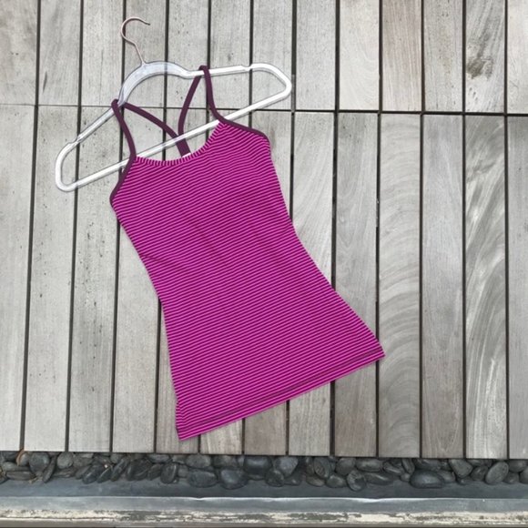 LULULEMON Pink Purple Striped Racer Back Tank Top - Picture 2 of 6